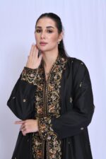 A special-occasion Shantung abaya featuring luxurious embroidery and beadwork for a distinctive look. - Image 4