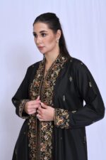 A special-occasion Shantung abaya featuring luxurious embroidery and beadwork for a distinctive look. - Image 3