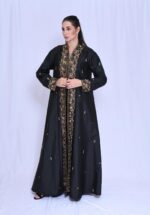 A special-occasion Shantung abaya featuring luxurious embroidery and beadwork for a distinctive look.