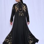 Special occasion abaya made of French shantung, featuring exquisite beadwork and embroidery.