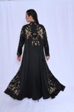 Special occasion abaya made of French shantung, featuring exquisite beadwork and embroidery.